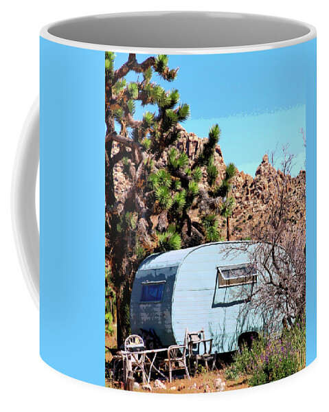 Teardrop Coffee Mug featuring the photograph TEARDROP TRAILER BLUES Coachella Valley CA by William Dey
