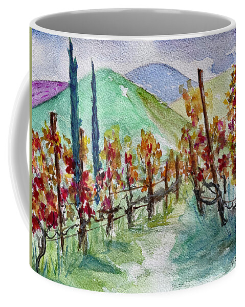 Vineyard Coffee Mug featuring the painting Temecula Vineyard Landscape by Roxy Rich
