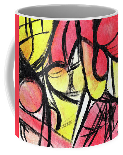 Retro Abstract Coffee Mug featuring the painting Temperature is Rising Abstract by Donna Mibus