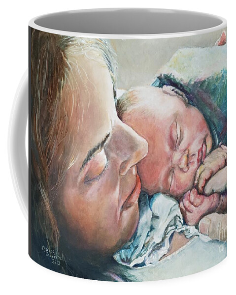 Mother Coffee Mug featuring the painting Tender Moment by Merana Cadorette