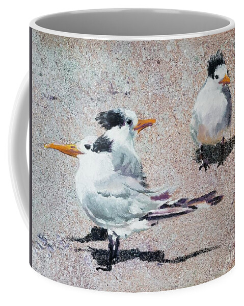 Tern Coffee Mug featuring the painting Tern Trio by Merana Cadorette