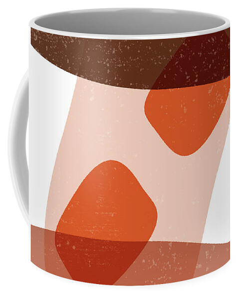Terracotta Coffee Mug featuring the mixed media Terracotta Abstract 30 - Modern, Contemporary Art - Abstract Organic Shapes - Brown, Burnt Orange by Studio Grafiikka