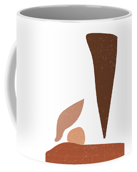 Terracotta Coffee Mug featuring the mixed media Terracotta Abstract 73 - Modern, Contemporary Art - Abstract Organic Shapes - Minimal - Brown by Studio Grafiikka