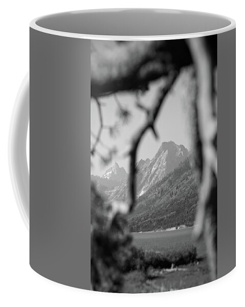 Mountain Coffee Mug featuring the photograph Teton in the Black and White by Go and Flow Photos