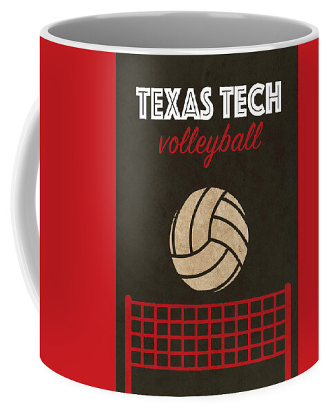 Texas Tech University Coffee Mug featuring the mixed media Texas Tech University Volleyball Team Vintage Sports Poster by Design Turnpike