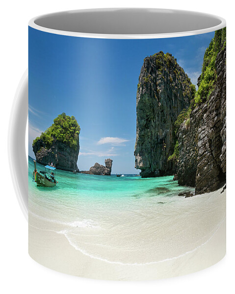 Thailand Coffee Mug featuring the photograph Thailand - Nui Bay on Koh Phi Phi Don Island by Olivier Parent