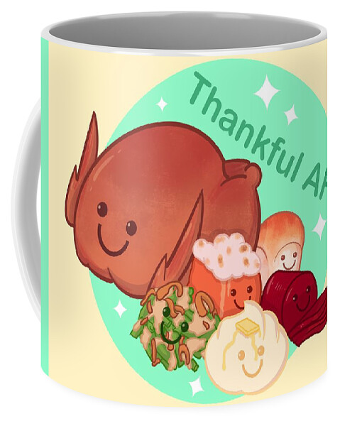 Thanksgiving Coffee Mug featuring the drawing Thankful AF by Ludwig Van Bacon