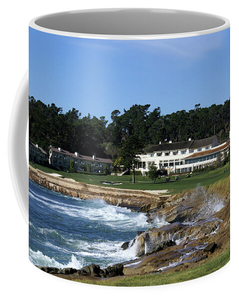 The 18th At Pebble Coffee Mug featuring the photograph The 18th At Pebble Beach by Barbara Snyder