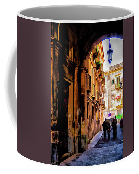 Catania Coffee Mug featuring the photograph The Alley from Teatro Bellini, Catania, Sicily. by Monroe Payne