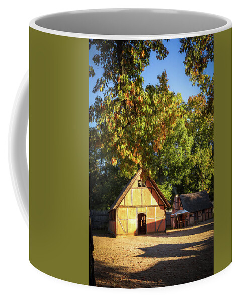 Church Coffee Mug featuring the photograph The Anglican Church at James Fort in Autumn - Oil Painting Style by Rachel Morrison