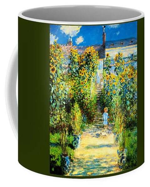 Claude Monet Coffee Mug featuring the painting The Artists Garden at Vetheuil 1880 by Claude Monet