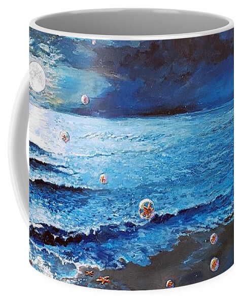 Ocean Coffee Mug featuring the painting The Ascension of the Sea Stars by Merana Cadorette