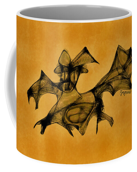 Bat Coffee Mug featuring the digital art Funny looking bat want to be terifying by Ljev Rjadcenko
