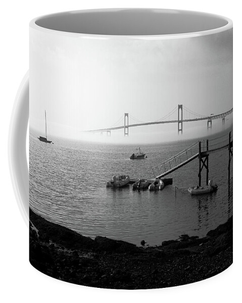 Bridge Coffee Mug featuring the photograph The Bay under fog by Jim Feldman
