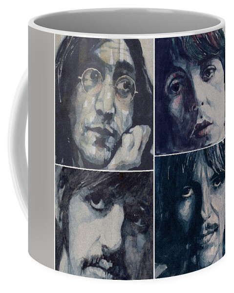 The Beatles Art Coffee Mug featuring the painting The Beatles - Reunion by Paul Lovering