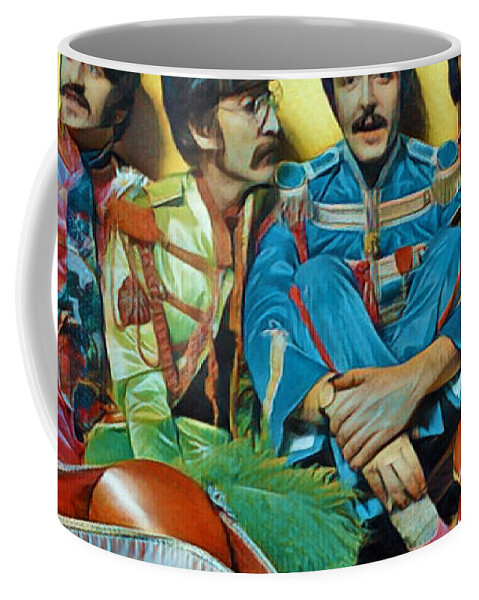 The Beatles Coffee Mug featuring the painting The Beatles Sgt. Pepper's Lonely Hearts Club Band Painting 1967 Color Pop by Tony Rubino