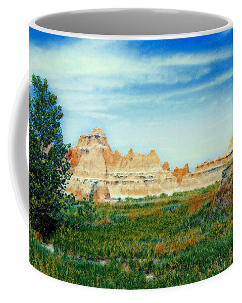 Badlands National Park Coffee Mug featuring the mixed media The Beauty of the Badlands National Park by Ally White