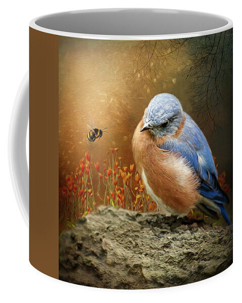 Bird Coffee Mug featuring the digital art The Bird and the Bee by Maggy Pease