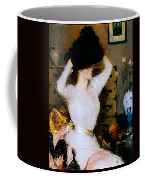 Benson Coffee Mug featuring the painting The Black Hat 1904 by Frank Benson