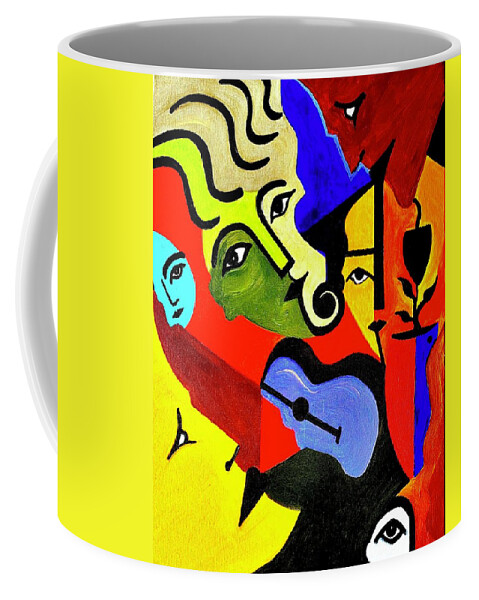 Wall Art Coffee Mug featuring the painting The Blue Guitar by Bodo Vespaciano
