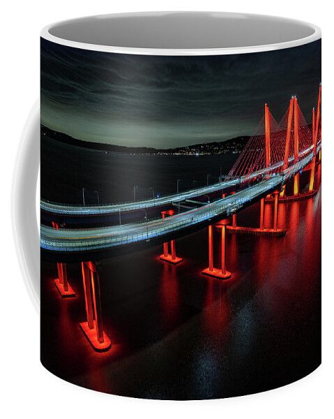 Hudson River Coffee Mug featuring the photograph The Bridge in Red by Kevin Suttlehan