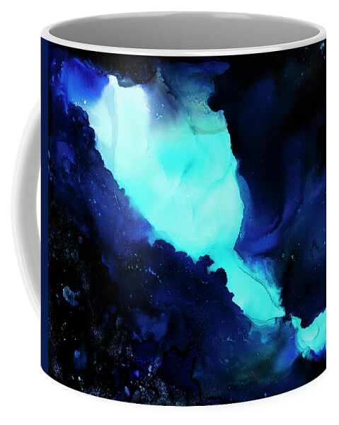 Aqua Coffee Mug featuring the painting The Cave by Tamara Nelson