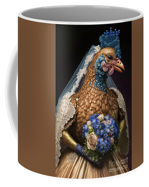Chicken Coffee Mug featuring the digital art The Chicken Bride by Tina LeCour