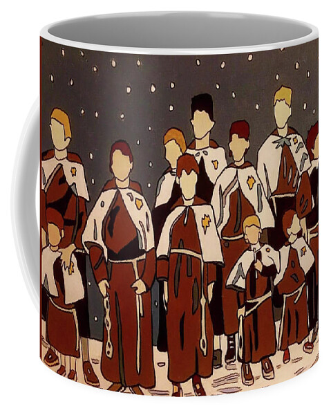 Choir Singers Christmas Snow Italy Coffee Mug featuring the painting The Choir by Mike Stanko