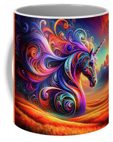 Twilight Coffee Mug featuring the digital art The Chromatic Chronicles of a Celestial Steed by Bill And Linda Tiepelman