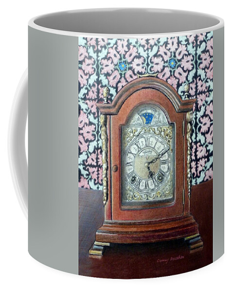 Clock Coffee Mug featuring the painting The Clock on My Mantel by Constance DRESCHER