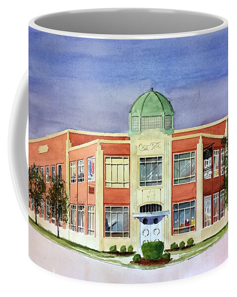 Architecture Coffee Mug featuring the painting the Coca Cola Bldg. by William Renzulli