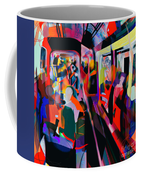 Colorful Coffee Mug featuring the painting The Commute Art Print by Crystal Stagg