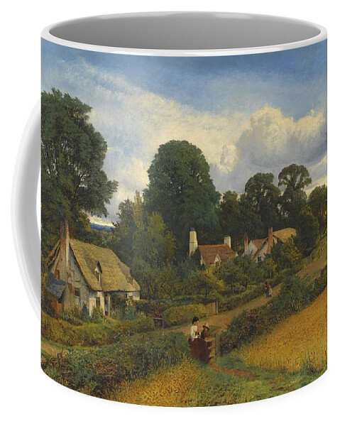  Coffee Mug featuring the drawing The Cottage Homes Of England by Benjamin Williams Leader English