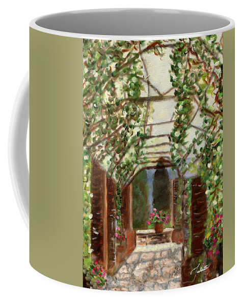 Italy Coffee Mug featuring the painting The Count's Courtyard by Juliette Becker