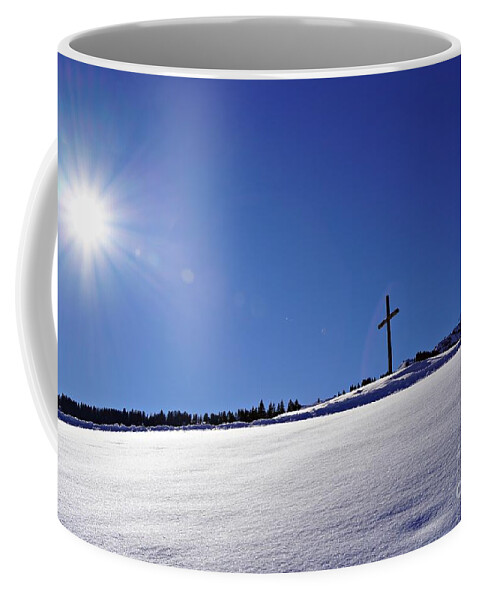Cross Coffee Mug featuring the photograph The Cross On The Mountain by Claudia Zahnd-Prezioso