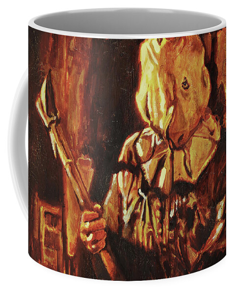 Friday Coffee Mug featuring the painting The Crystal Lake Terror by Sv Bell