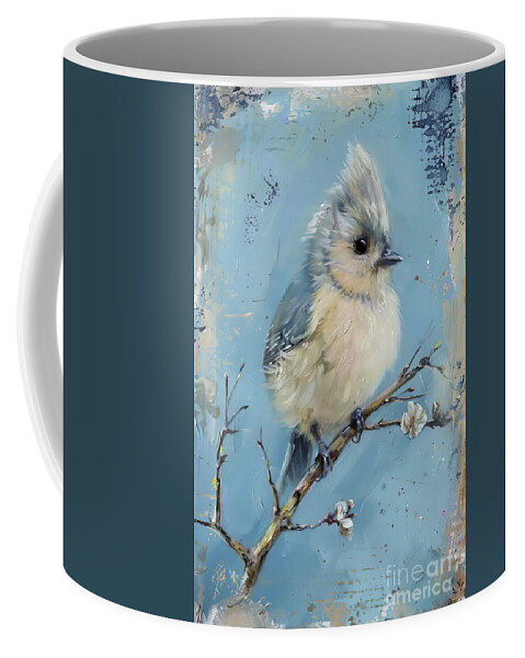 Tufted Titmouse Coffee Mug featuring the painting The Cutest Little Titmouse by Tina LeCour