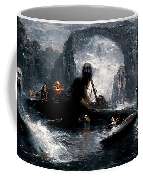Styx Coffee Mug featuring the painting The damned souls of the River Styx, 02 by AM FineArtPrints