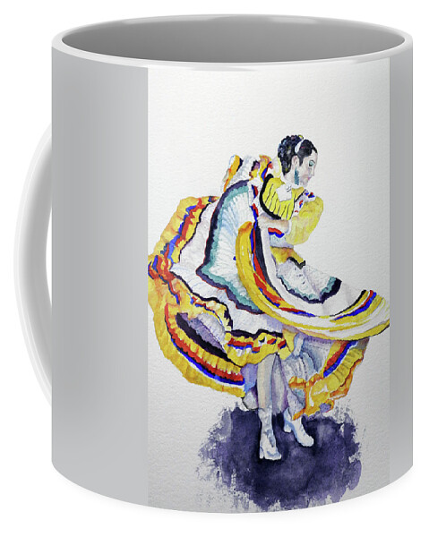Ballet Folklorico Coffee Mug featuring the painting The Dancer by Barbara F Johnson