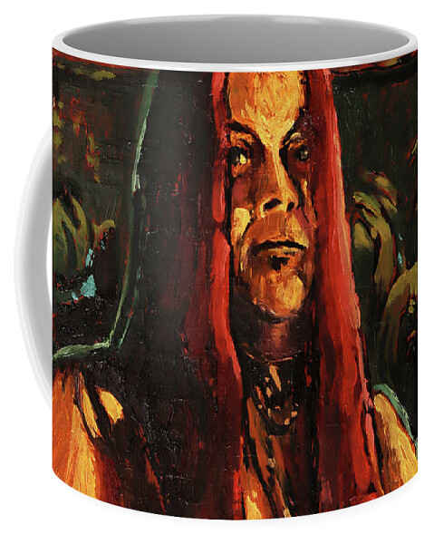 Girl Coffee Mug featuring the painting The Dark Angel by Sv Bell