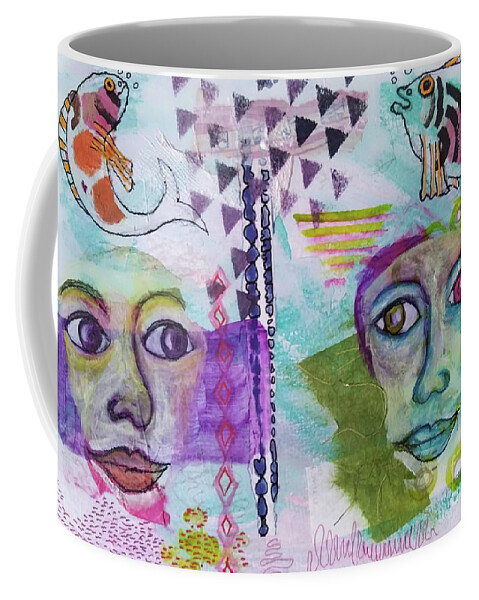 Mystery Coffee Mug featuring the mixed media The Day the Fish Stopped Singing by Mimulux Patricia No