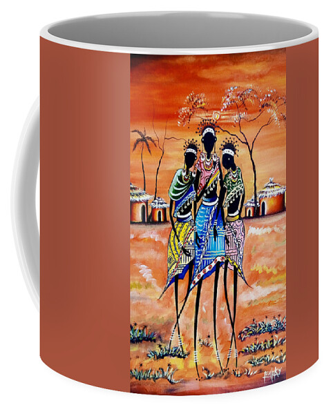 Africa Coffee Mug featuring the painting The Dialogue by Femi
