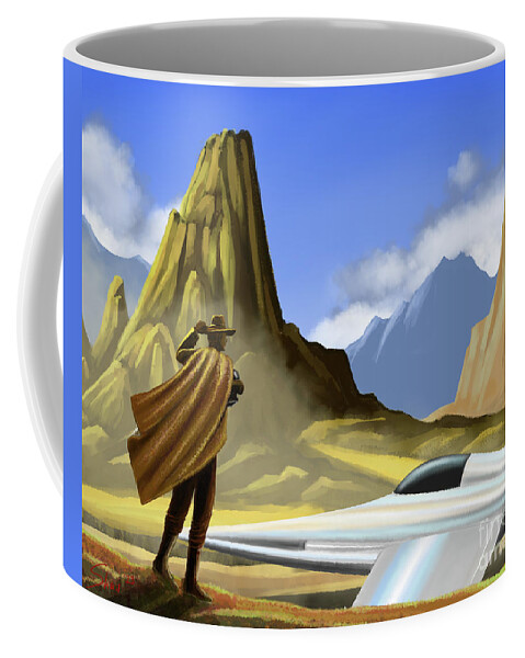 Western Coffee Mug featuring the digital art The Drifter by Rohvannyn Shaw