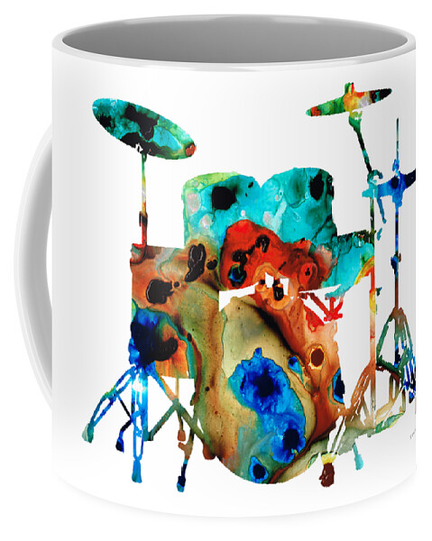 Drum Coffee Mug featuring the painting The Drums - Music Art By Sharon Cummings by Sharon Cummings