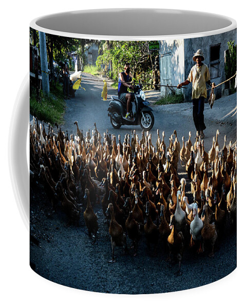 Bail Coffee Mug featuring the photograph The Duck Whisperer II - Bali, Indonesia by Earth And Spirit