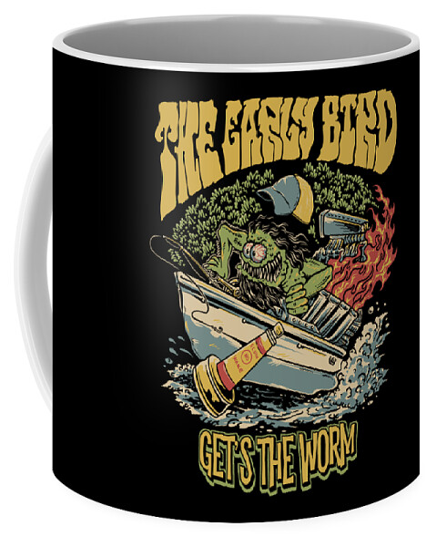 Fishing Coffee Mug featuring the digital art The Early Bird by Kevin Putman