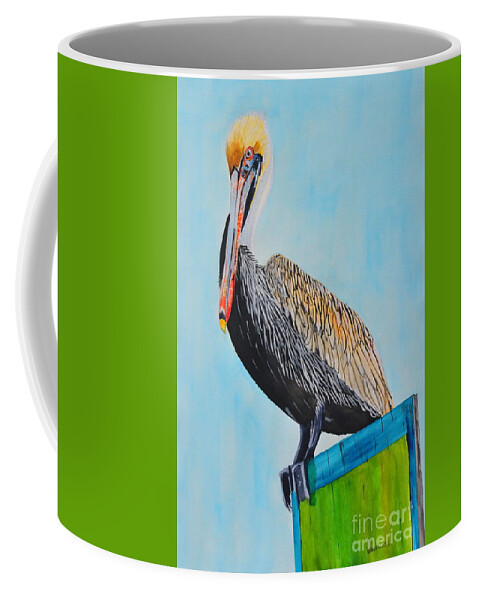 Pelican Coffee Mug featuring the painting The Elegant Mrs. Pelican by John W Walker