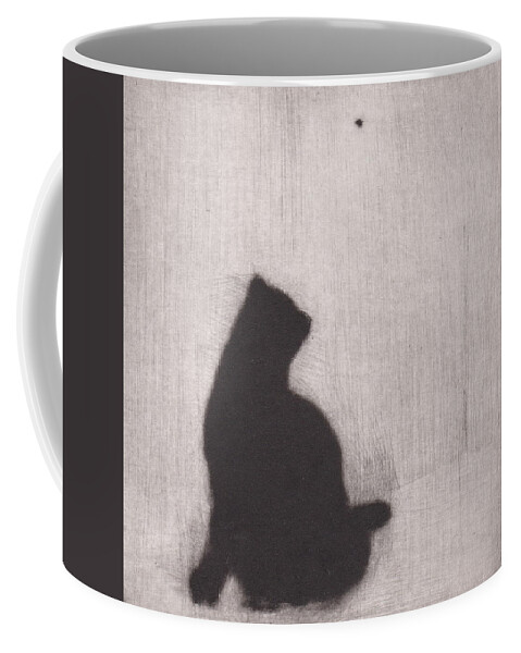 Cat Coffee Mug featuring the drawing The Entomologist - etching by David Ladmore