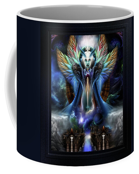 Fractal Coffee Mug featuring the digital art The Eternal Majesty Of Thera Fractal Art Fantasy Portrait Composition by Xzendor7 by Xzendor7