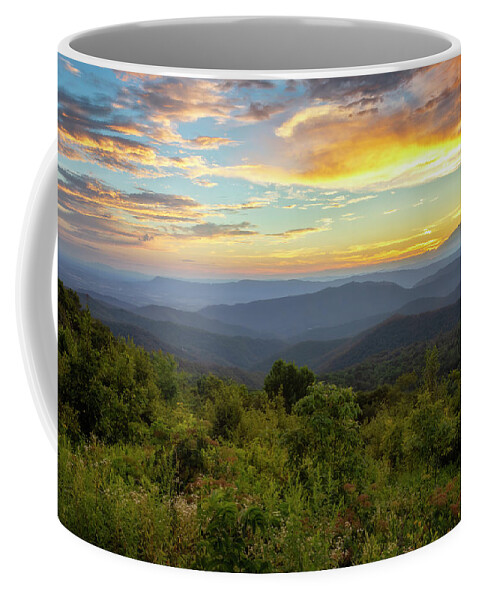 Sunset Coffee Mug featuring the photograph The Evolution of a Sunset - Shenandoah National Park by Susan Rissi Tregoning